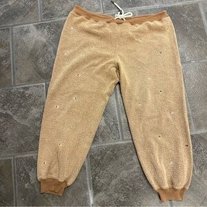 THE GREAT. Women’s' Beige Joggers with Multicolor flower detail